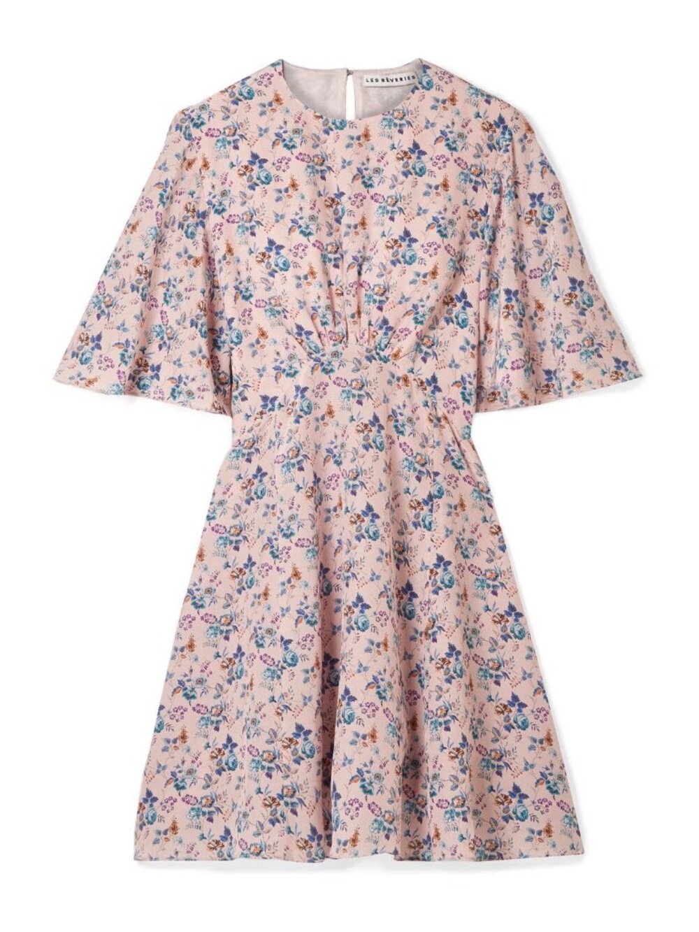 Les Reveries Floral Silk Dress in Pink, size 8 (fits like S/M)